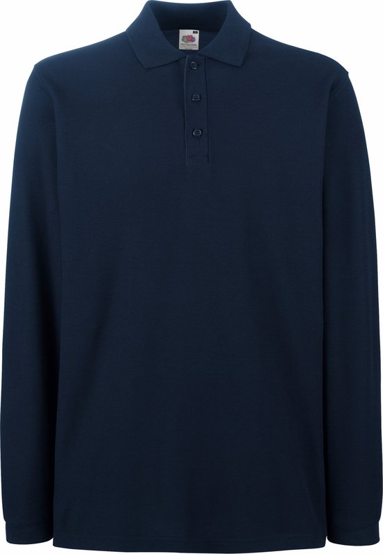 Fruit Of The Loom Heren Premium Poloshirt Met Lange Mouwen (Donker Marine)