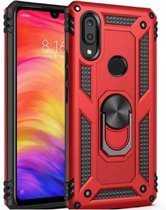 Samsung Galaxy A20E Stevige Magnetische Anti shock ring back cover case- schokbestendig-TPU met stand – Rood + Gratis screenprotector