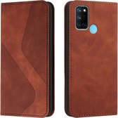 Voor OPPO Realme 7i Skin Feel Magnetische S-type Effen Kleur Horizontale Flip Lederen Case met Houder & Kaartsleuf & Portemonnee (Bruin)