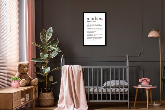 Photo encadrée - Beau cadeau pour maman - texte avec définition Cadre photo Mother noir 40x60 cm - Affiche encadrée (Décoration murale salon / chambre)