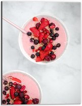 Dibond - Roze Smoothiebowl - 30x40cm Foto op Aluminium (Wanddecoratie van metaal)