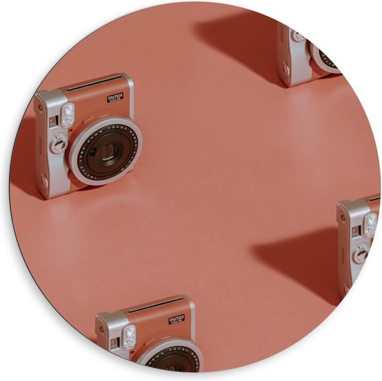 Dibond Wandcirkel - Instax Camera's  - 80x80cm Foto op Aluminium Wandcirkel (met ophangsysteem)
