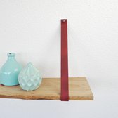 Leren plankdragers oud rood – 2,5 cm breed – Echt leer –  Set van 2 stuks - Handmade in Holland - 18 kleuren!