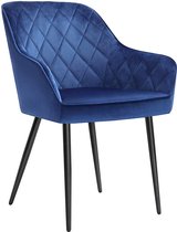 Your Home - Eetkamerstoel - Designstoel - Fauteuil - Met armleuning - Fluwelen bekleding - Blauw