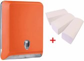 WillieJan startset papieren handdoekjes 8301 – Oranje – Handdoekjes dispenser + 3 bundels handdoekjes