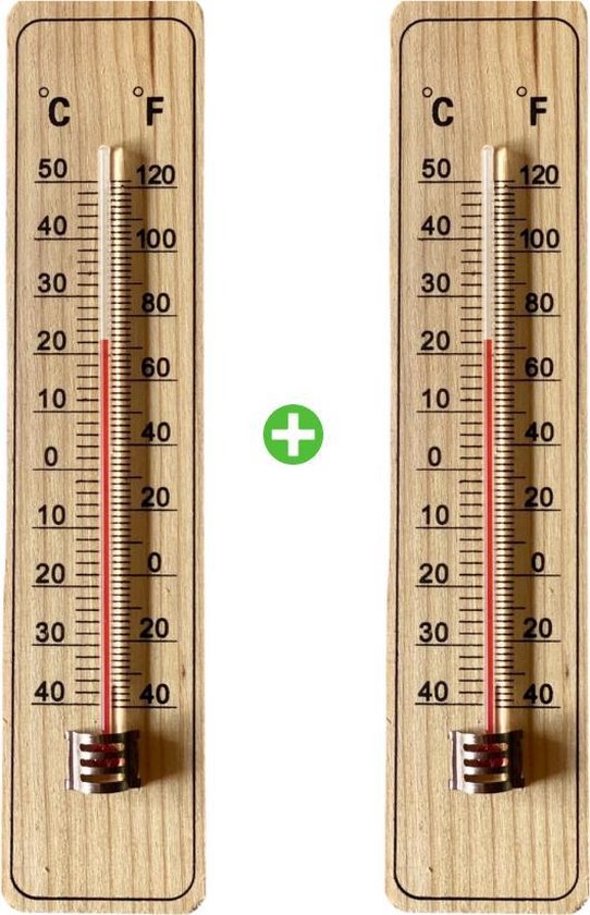 2x Buitenthermometer XL Hout - Thermometer Temperatuurmeter - -... bol.com
