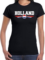 Holland landen / voetbal t-shirt met wapen en Nederlandse vlag - zwart - dames - shirt / kleding - EK / WK / voetbal XS