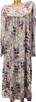 Dames nachthemd lang model met bloemenprint XXXL 46-52 grijs/paars