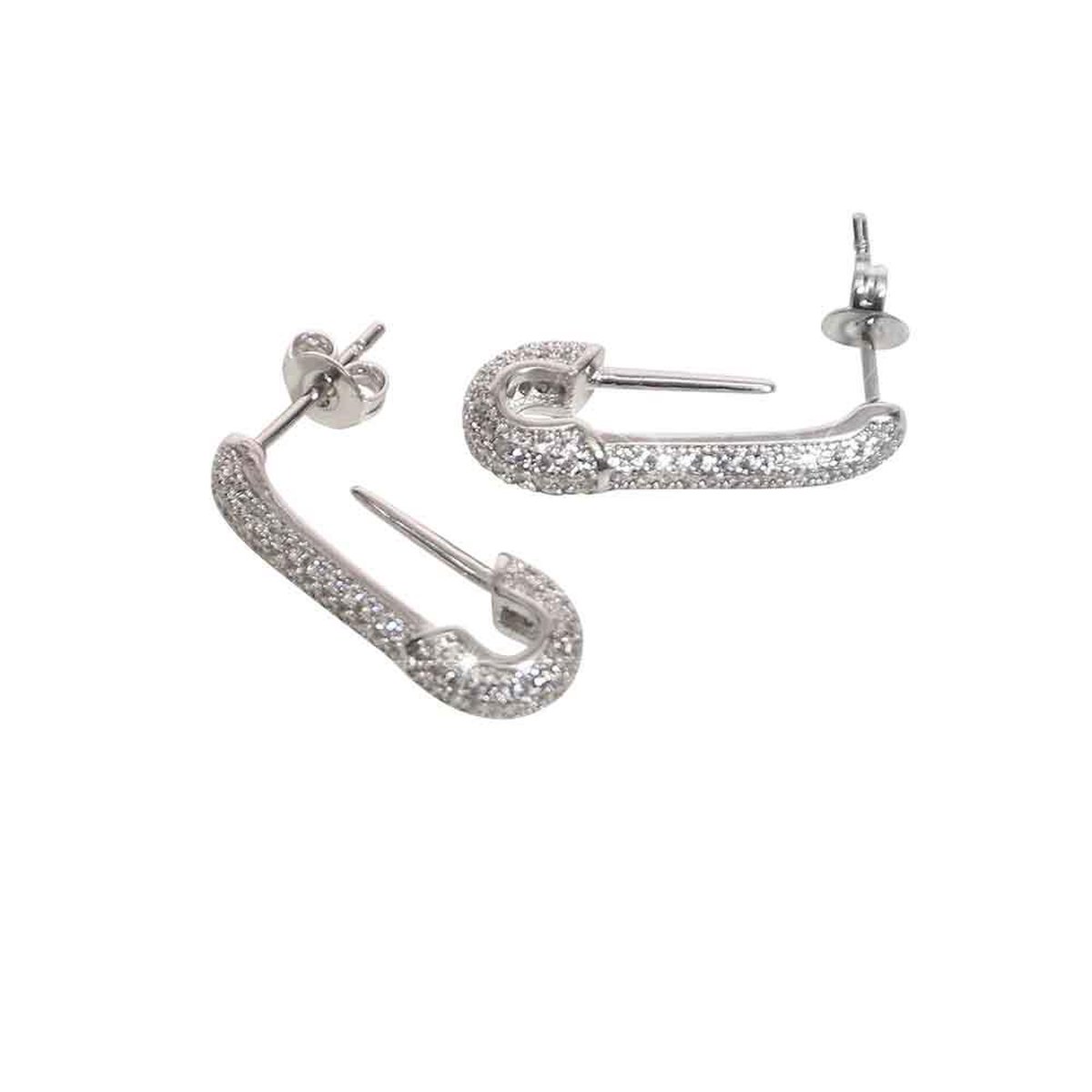 Bukuri Jewelry - veiligheidsspeld oorbellen zilverkleurig Oorbellen dames | Oorstekers | zilver veiligheidsspeld |