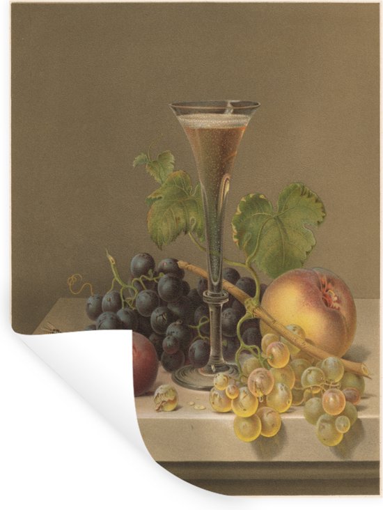 Sticker Muursticker Still lifes Abstract - Nature morte aux fruits et verre long - 30x40 cm - film autocollant - sticker mural repositionnable