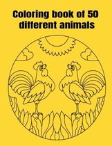 Coloring book of 50 different animals