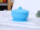 UMIGAL babykom met zuignap, deksel en een gratis lepel. BPA-vrij, vaatwasser- en magnetronbestendig (Blauw)