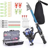 Vismolen en stang Combos Full Kit, 1,3/1,5 m telescopischeGutos vismolen spining reel set, vishengel combo set met haak Soft Lures barrel Swivels opbergtas, hengel, werphengel