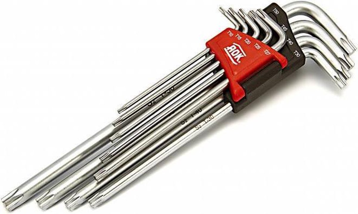 AOK 9 Delige Professionele Torx Korte Inbussleutel Set