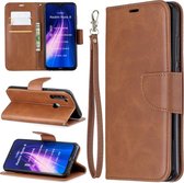 Voor xiaomi redmi note 8 retro lamsvacht textuur pure kleur horizontale flip pu lederen case met houder & kaartsleuven & portemonnee & lanyard (bruin)