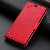 Koperen gesp retro gek paard textuur horizontale flip lederen tas voor OPPO A7 / AX7, met houder en kaartsleuven en portemonnee (rood)