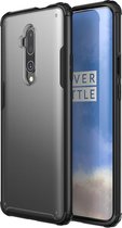 Voor OnePlus 7T Pro Four Corners Anti-Fall Acrylic + TPU Transparent Frosted Armor Beschermhoes (Zwart)