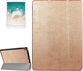 Voor iPad Pro 10,5 inch PU Litchi Texture 3-vouwbare Smart Case Clear Back Cover met houder (goud)