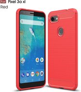 Brushed Texture Carbon Fiber TPU Case voor Google Pixel 3a XL (Rood)