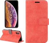 Schaapstang Materiaal Horizontaal Flip PU-lederen tas voor iPhone XS, met houder en kaartsleuf en portemonnee en fotolijst (rood)
