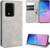 Voor Galaxy S20 Ultra Retro-skin Zakelijk magnetisch zuignap met houder & kaartsleuven & portemonnee (grijs)