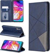 Rhombus Texture horizontale flip magnetische lederen tas met houder en kaartsleuven voor Galaxy A70 (blauw)