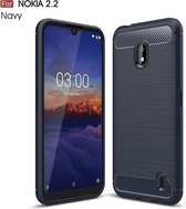 Brushed Texture Carbon Fiber TPU Case voor Nokia 2.2 (Navy Blue)