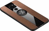 Voor Huawei Mate 20 XINLI stiksel Textue Schokbestendig TPU beschermhoes met ringhouder (bruin)