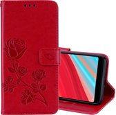 Rose reliÃ«f horizontale flip milieu PU lederen tas voor Xiaomi Redmi S2, met houder & kaartsleuven & portemonnee (rood)