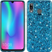 Glittery poeder schokbestendig TPU-hoesje voor Galaxy A30 (blauw)