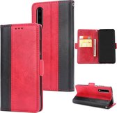 Voor Huawei P30 Retro Texture Contrast Kleur Splicing Horizontaal Flip TPU + PU lederen tas met kaartsleuven & houder & portemonnee (rood)