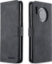 Voor Huawei Mate 30 Diaobaolee Pure Fresh Grain Horizontale Flip Leather Case met houder en kaartsleuven (zwart)