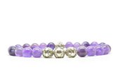 Beaddhism - Armband - Purple - Zilver - Eva 3 - 8 mm - 19 cm