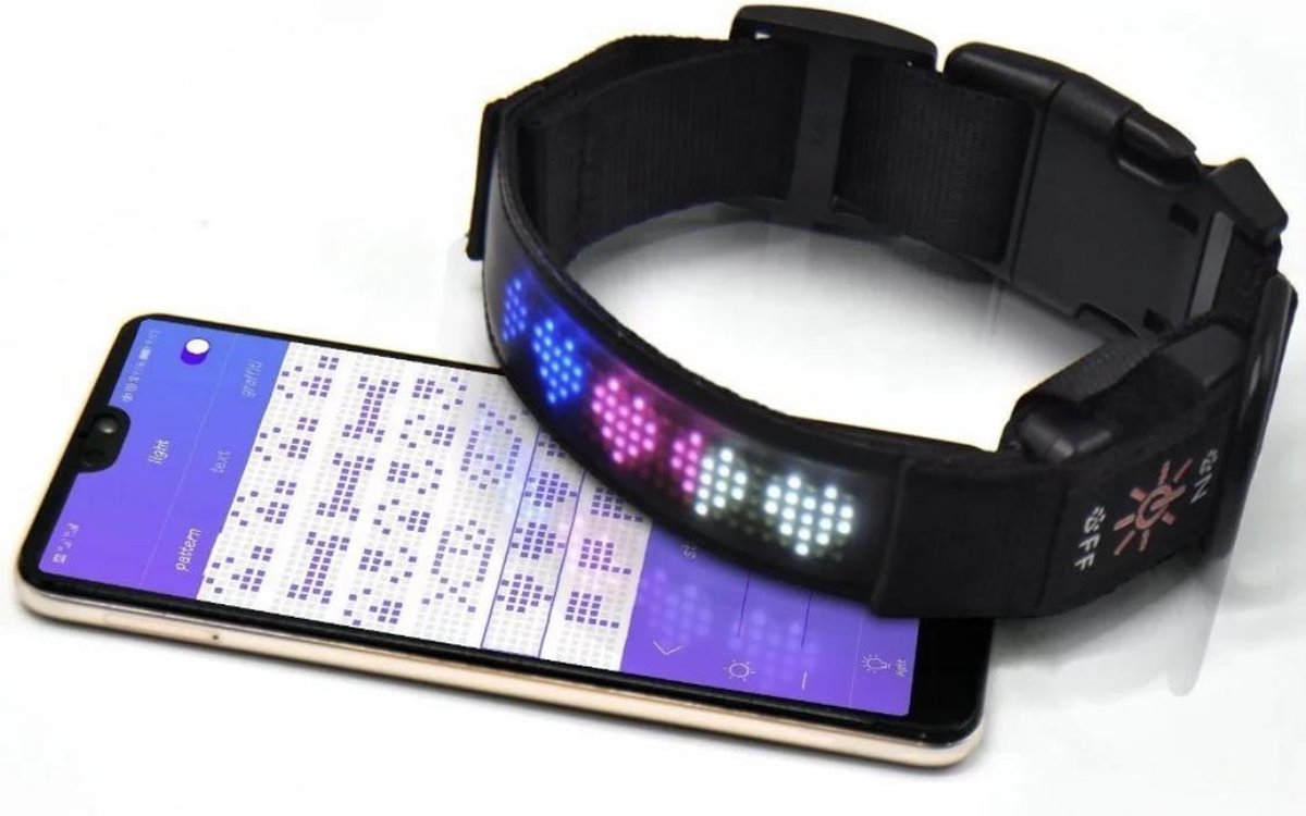 Honden Smart Halsband Smart LED USB oplaadbaar bluetooth connect met smartphone halsband