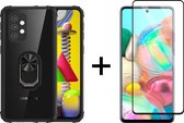 Samsung A52/A52s Hoesje - Samsung Galaxy A52 4G/5G/A52s hoesje Kickstand Ring shock proof case transparant zwarte randen armor magneet - Full Cover - 1x Samsung A52/A52s Screenprot