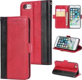 Voor iPhone SE 2020 & 8 & 7 Retro textuur Contrast kleur splicing Horizontaal Flip TPU + PU lederen tas met kaartsleuven & houder & portemonnee (rood)
