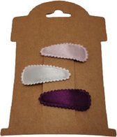 Speldjes Satijn Lavendel Wit Paars | 3CM Baby Haarlok Klik-klak Speldjes | Schattig Meisje Baby Peuter | Set van 3