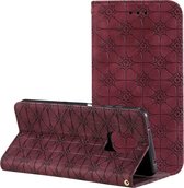 Voor Geschikt voor Xiaomi Redmi Note 9 Pro Lucky Flowers Embossing-patroon Magnetische horizontale flip lederen tas met houder en kaartsleuven (wijnrood)