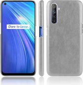 Voor Oppo Realme 6 Shockproof Litchi Texture PC + PU Case (grijs)