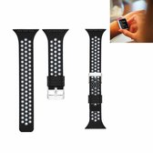 Voor Apple Watch Series 5 en 4 40 mm / 3 en 2 en 1 38 mm tweekleurige siliconen sporthorlogeband (zwart, grijs)