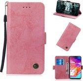 Voor Galaxy A70 retro horizontale flip pu lederen tas met kaartsleuven en houder (roze)