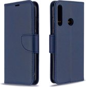 Voor Huawei P40 Lite E / Y7P retro lamsvacht textuur pure kleur horizontale flip pu lederen case met houder & kaartsleuven & portemonnee & lanyard (blauw)