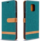 Voor Xiaomi Redmi Note 9 / Note 9S / Note 9 Pro Kleuraanpassing Denim Texture Horizontaal Flip Leather Case met houder & kaartsleuven & Wallet & Lanyard (groen)
