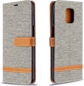 Voor Xiaomi Redmi Note 9 / Note 9S / Note 9 Pro Kleurafstemming Denim Texture Horizontaal Flip Leather Case met houder & kaartsleuven & Wallet & Lanyard (grijs)