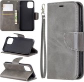 Retro lamsvacht textuur pure kleur horizontale flip pu lederen case voor iPhone 11 Pro, met houder & kaartsleuven & portemonnee & lanyard (grijs)
