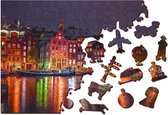 Wooden City - 2in1 - Legpuzzel Amsterdam By Night 37,5x25,4cm