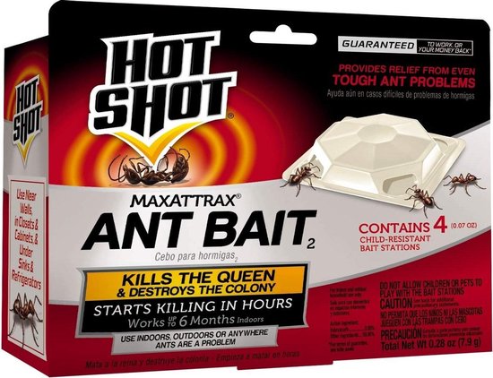 Hot Shot Mierenlokdoos - Mierenbestrijding - Mierenlokdoos - Anti Mieren - 4 suks - Binnen en buitenhuis