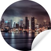 Dark cloud over New York Wall Circle sticker papier peint 50x50 cm / cercle de papier peint / cercle mural / cercle vivant - auto-adhésif & découpe ronde