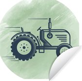 WallCircle - Muurstickers - Behangcirkel - Tractor - Wiel - Zwart - ⌀ 140 cm - Muurcirkel - Zelfklevend - Ronde Behangsticker