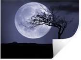 Muurstickers - Sticker Folie - Maan - Boom - Zwart - 160x120 cm - Plakfolie - Muurstickers Kinderkamer - Zelfklevend Behang XXL - Zelfklevend behangpapier - Stickerfolie